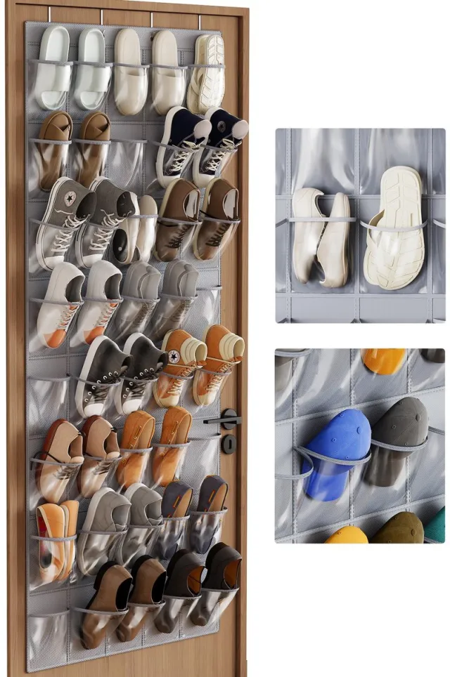 Unyqoos Ruime hangende organizer met 40 vakken voor schoenen en meer grijs
