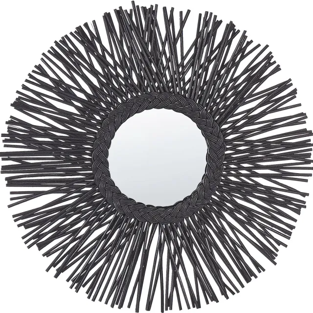Beliani KALASIN - Wandspiegel - Zwart - Rotan