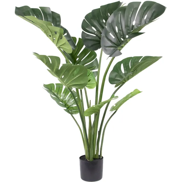 Danky Kunstplant Monstera Deliciosa 120 cm - Realistische Gatenplant - Onderhoudsvrije Kunstboom voor Binnen - Woonkamer Decoratie Groen