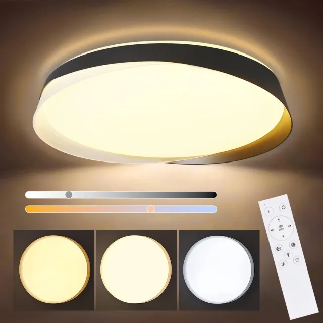 NETTLIFE LED Plafondlamp - Zwart - Rond - Modern - Dimbaar 3000-6000K - 36W Woonkamerlamp met Afstandsbediening - voor Slaapkamer | Keuken | Hal | Eetkamer wit