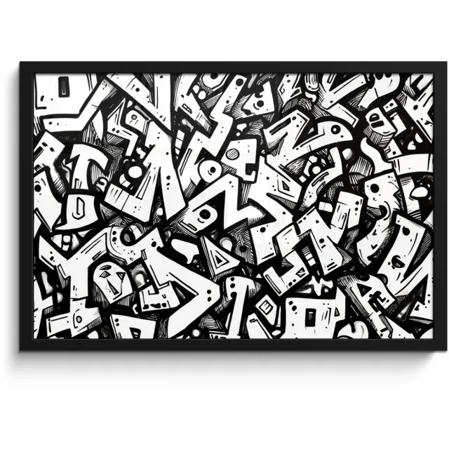 FrameYourWall Poster in lijst - Fotolijst 60x40 cm - Posters - Vormen - Letters - Graffiti - Zwart - Posterlijst zwart - Decoratie - Wanddecoratie woonkamer - Muurdecoratie slaapkamer