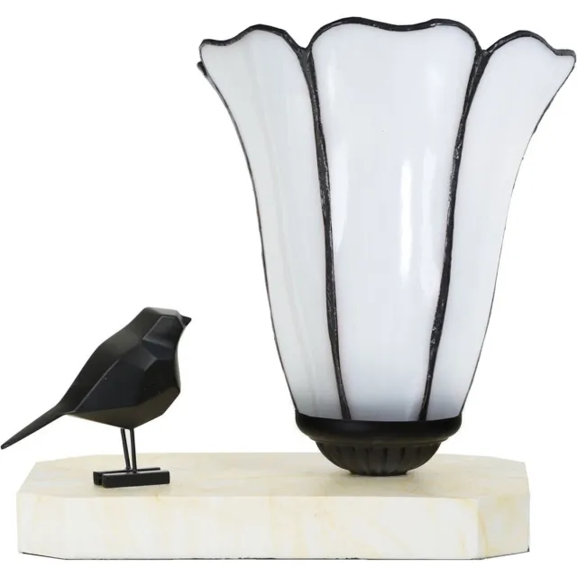 Coloured by Art Tiffany tafellamp / sculptuur Ballade van een Vogel Liseron Akkerwinde - Art Deco Trade Wit