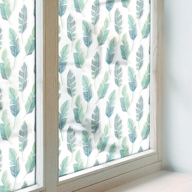 Coloray Privacy Folie Raam - Tropische bladeren Raamfolie Tegen inkijk - 100x146 cm - Groente Anti inkijk Raamfolie - Zelfklevende Anti inkijk Folie Glas in Lood - Voor de badkamer, slaapkamer, hal - Zonwerende Raamfolie Glas in Lood Groente - Tropische bladeren