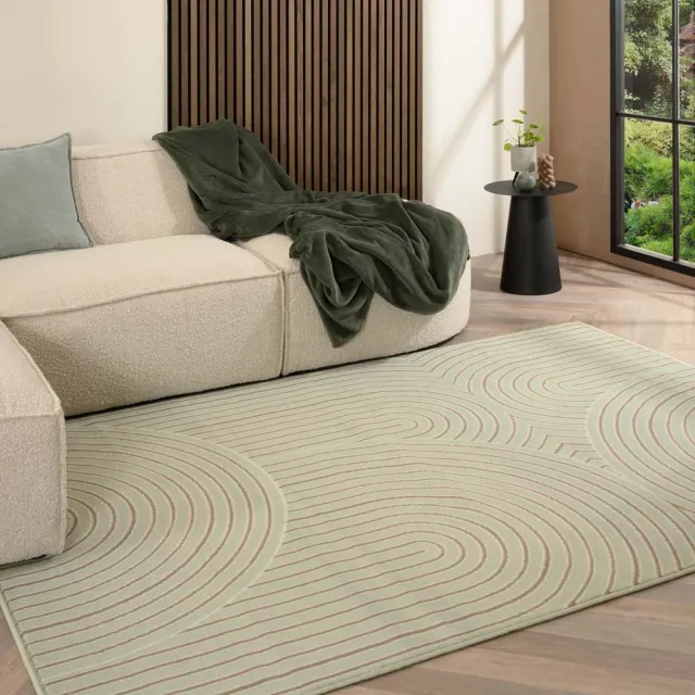 Tapeso Japandi vloerkleed - Ease Akira zachtgroen 190x280