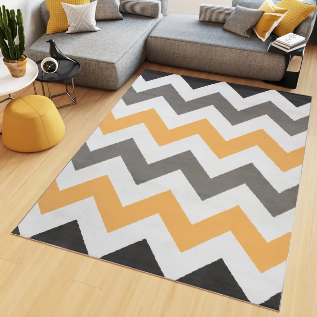 Tapiso Maya Vloerkleed Grijs Geel Laagpolig Zigzag Tapijten Maat- 180x250 Grijs Geel 6