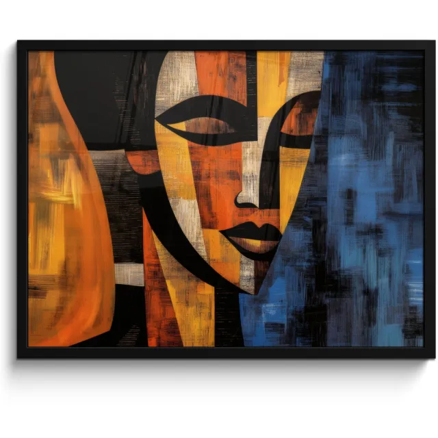 FrameYourWall Poster in lijst - Fotolijst 70x50 cm - Posters - Abstract - Portret - Kleurvakken - Posterlijst zwart - Decoratie - Wanddecoratie woonkamer - Muurdecoratie slaapkamer