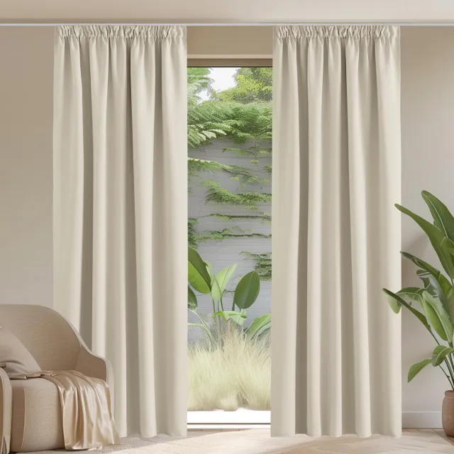 Ibenzoa Stijlvolle Thermische Verduisterende Gordijnen voor Woonkamer en Slaapkamer, Set van 2, 245x140 cm lichtbeige