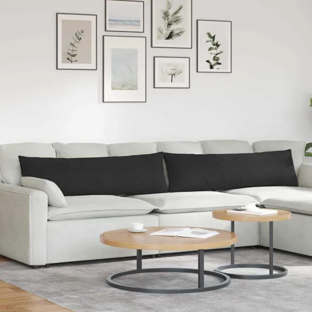 vidaXL Sofa Kussens 2 st Stof Zwart 145 x 40 cm