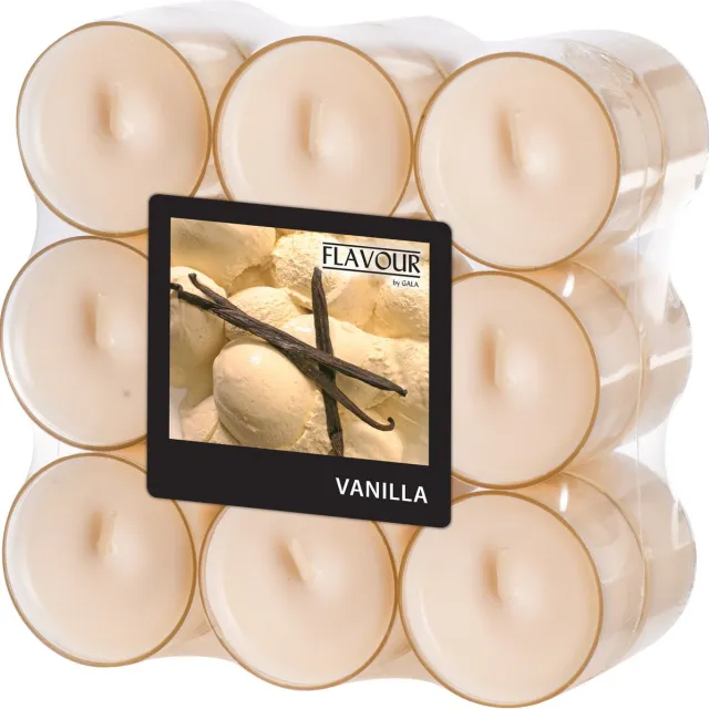Conpax Candles Geur theelichtjes/waxinelichtjes - transparant - 18x - Vanilla aroma - 6 branduren Creme