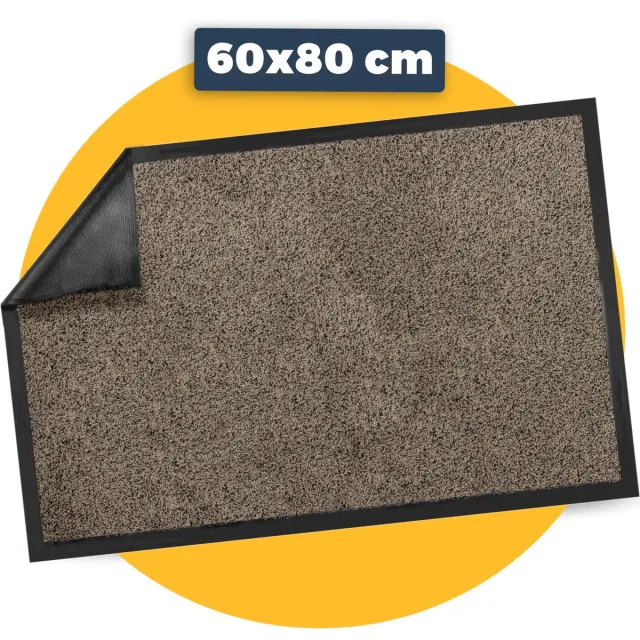 Pasper Deurmat binnen droogloopmat - 60 x 80 cm - Beige - 100% recycled - Gemaakt in België - Wasbaar - deurmatten Beige - met boord
