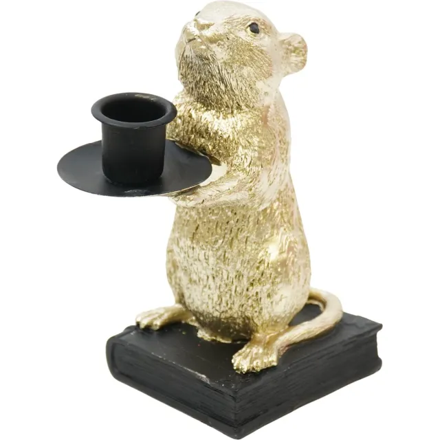 Housevitamin Muis Diner kaarshouder Goud - 8x10x17 Cm - De perfecte sfeermaker voor in huis.