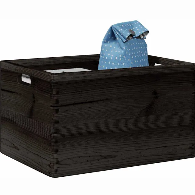 vidaXL Houten kist met handvatten 40x30x23 cm massief grenenhout zwart