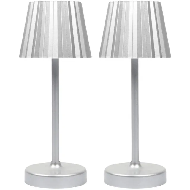 HOME DECO FACTORY Portable tafellamp LED - 2x - zilver - touch - 26 cm - batterij - binnen / buiten