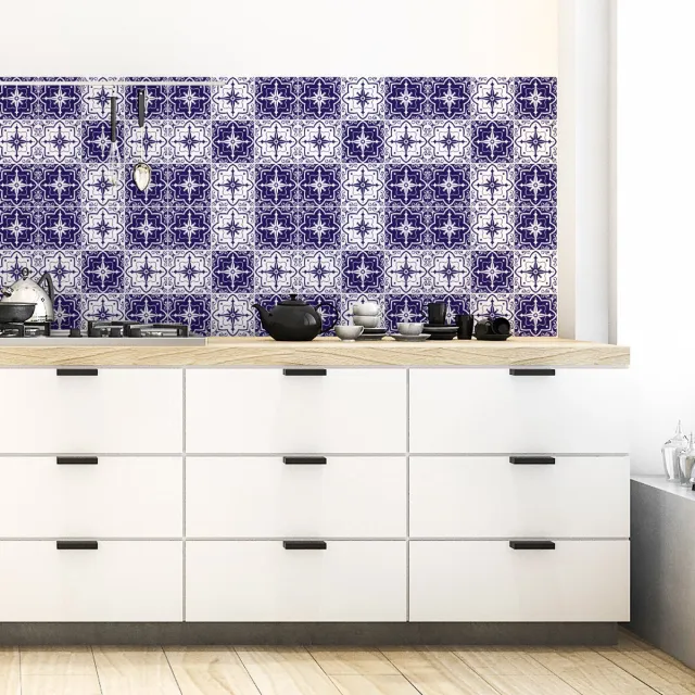 Ambiance Sticker Zelfklevende tegelmuurstickers voor keuken en badkamer - 9 Carlota Azulejo tegelstickers - 9 stickers 10x10cm Multi color