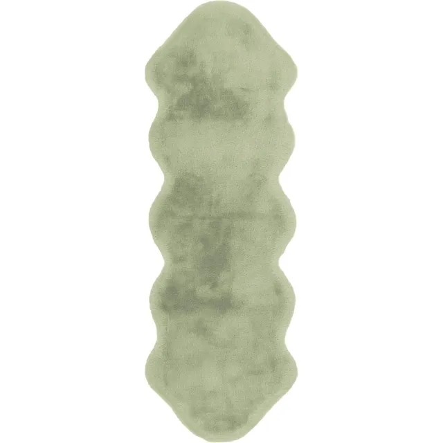 Padiro pluizige hoogpolige loper 60 x 180 cm - groen - modern effen ontwerp - voor vloerverwarming - van polyester en kunsthars