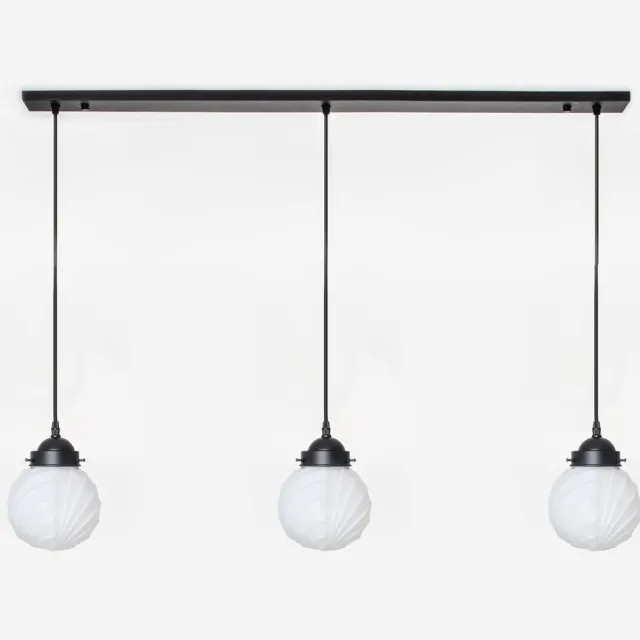 Coloured by Art 3 x Swingbulb lampen aan plafondbalk Moonlight - Art Deco Trade Zwart