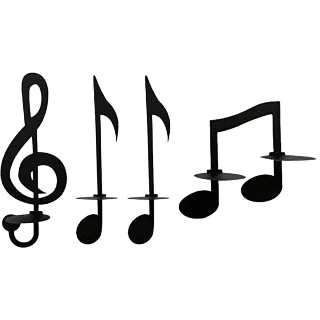 longziming Kaarsenhouder Muziek – Kaarsenstandaard – Kandelaar – Muzieknoot Wanddecoratie met Kandelaar – Metalen Wandkunst Set van 4 – Zwart – Modern Minimalistisch Design voor Woonkamer en Slaapkamer