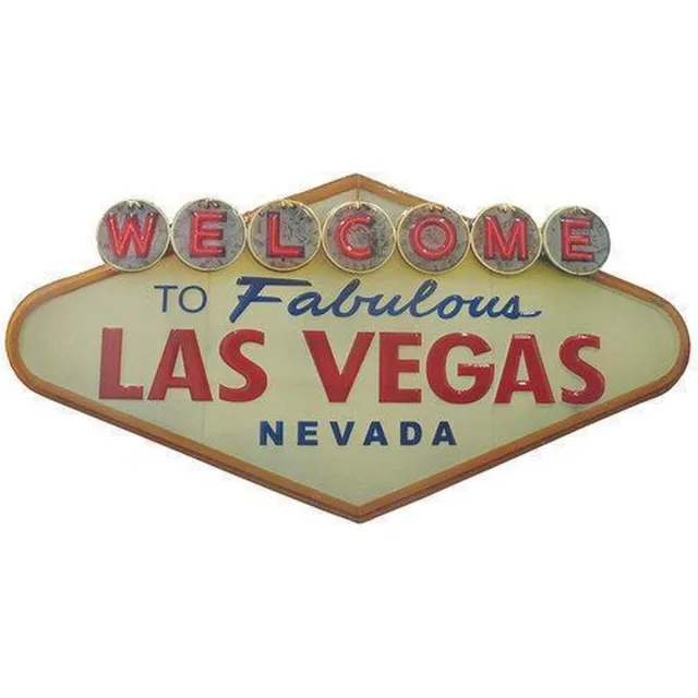 Signs-USA Las Vegas - Retro Wandbord - Metaal - 24x49 cm Rood