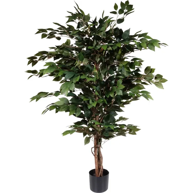 Kopu Kunstplant Ficus Benjamina 120 cm - zwarte pot - 1260 bladeren Groen