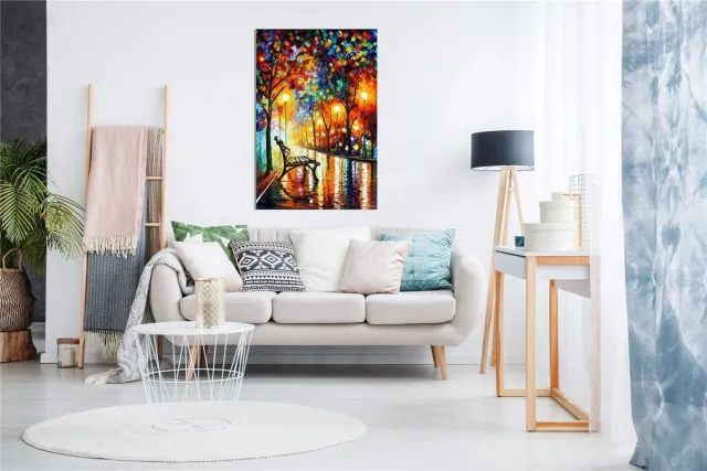 Ibenzoa Abstracte Canvas Wanddecoratie voor Woonkamer met Herfstthema, 91x61cm Loneliness Of Herfst