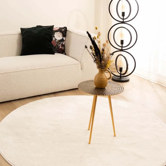 Paon Brillant Velours vloerkleed rond - Flair wit 200