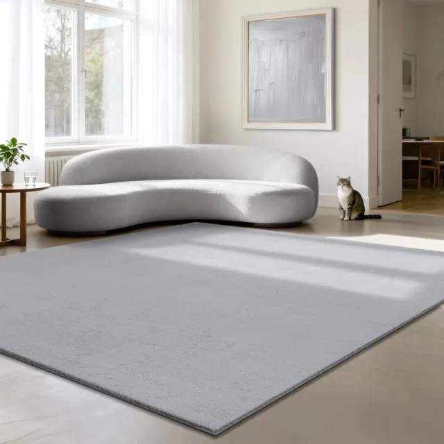 the carpet RELAX – Extra zacht & wasbaar vloerkleed (30°C) met antislip, fluweelachtige structuur – voor woonkamer of slaapkamer – Grijs 240 x 240 cm vierkant