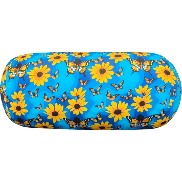 House of Healthbrands My Daily Pillow Rolkussen - Sierkussen Rond Cilinder 17 x 30 cm - positive flower-design - Stevig en zacht - Mooie print - Gevuld met microgranulaat - Vormvast & Wasbaar - Ideaal voor op de bank, bed, auto of op reis - Inclusief Wasnet Blauw