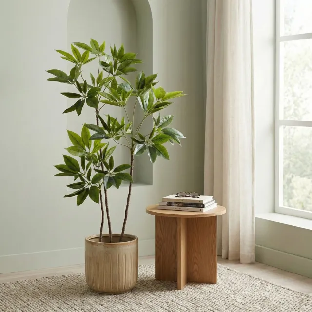 Fleurdirect Kunstplant Schefflera - Kunststof - Groen - 70 x 150 x 70 cm (BxHxD)
