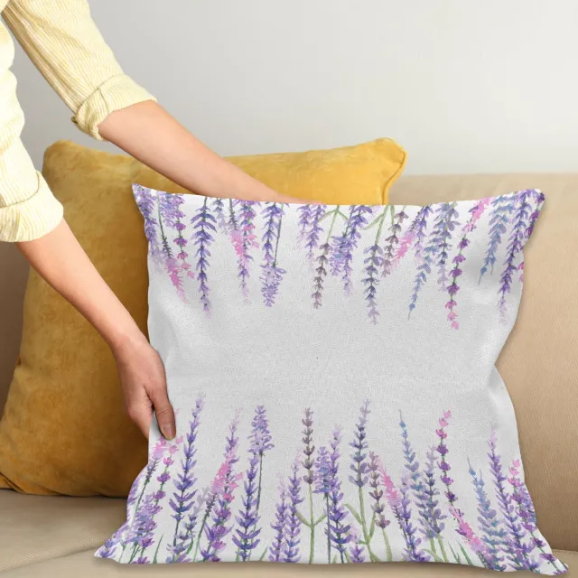 ABAKUHAUS Paars Sierkussenhoes, Lavendel Planten Aromatic Evergreen Shrub van Mint Family Natuur Oil Landelijk Stijl Print, Decoratieve Vierkante Sierkussenhoes, 40 x 40 cm, Lilac