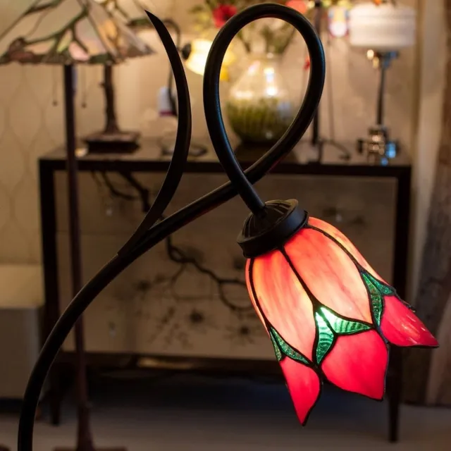 Coloured by Art Tiffany Vloerlamp Lovely Flower Red - Art Deco Trade Rood