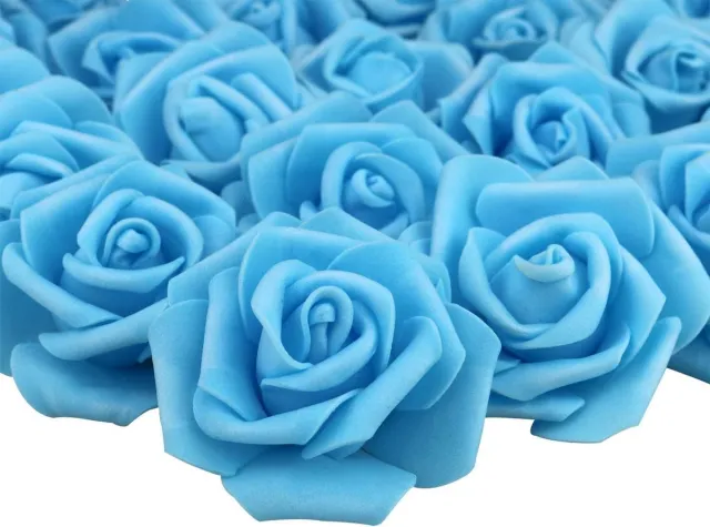 Gotrays 10 stuks kunstrozen bloemen bruidsboeket bloemen-DIY Gesimuleerde-roos met bloemhoofd - Champagne Boeketten Centerpiece voor Bruiloft Kerstfeest Tafel Decoraties hemelsblauw