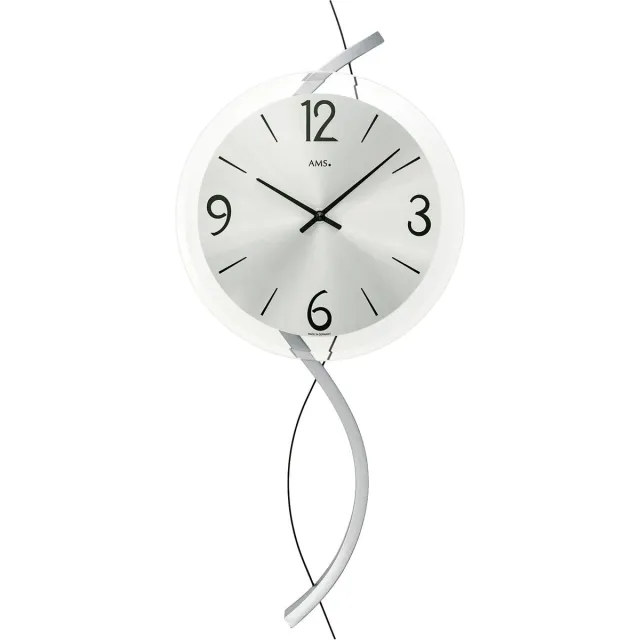 AMS Wandklok W9718: Tijdloze elegantie voor uw huis - Klok / zilverkleur / met glazen wijzerplaat