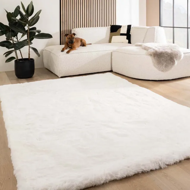 Tapeso Fluffy vloerkleed - Comfy Deluxe wit 70x140