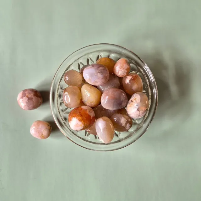 Moonlight Gemstones Crystal Cherry Blossom Agate Tumbled Gemstone 3-5cm Meerkleurig