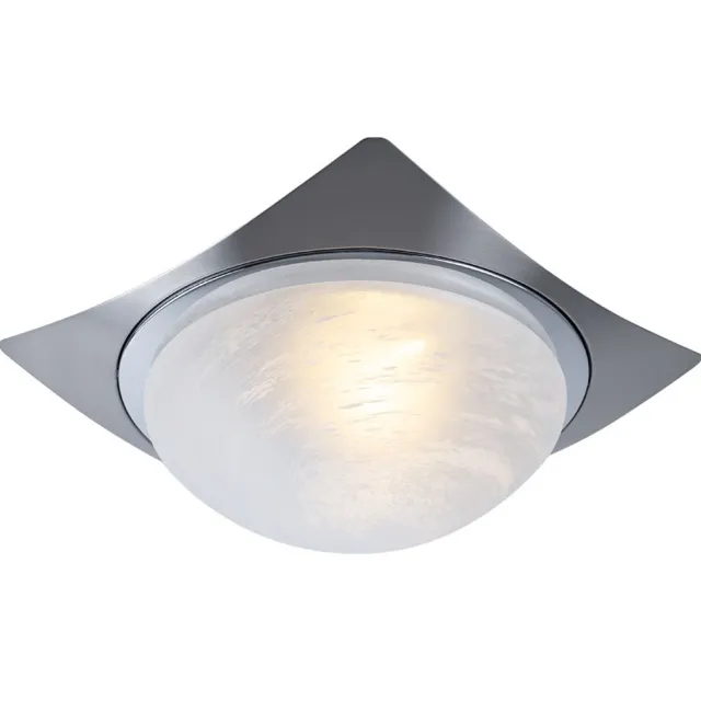 ESTO Plafondlamp binnentrap woonkamerlamp wandlamp glas albast wit lichteffect, geborsteld metaal, 1x E27, B 26 cm Zwart