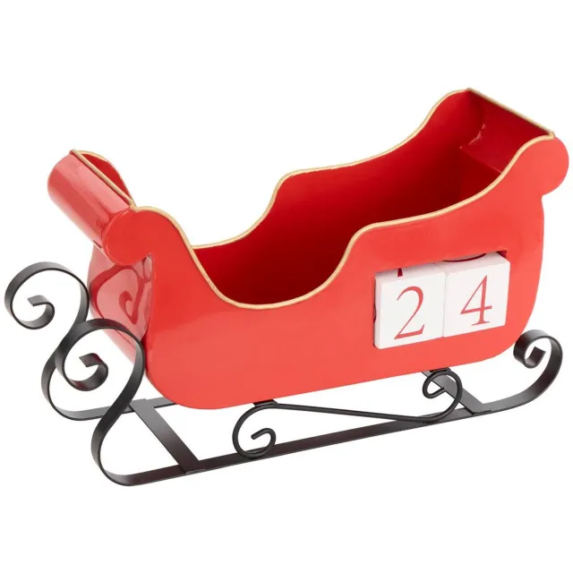 Feeric lights & Christmas Calendrier de l'Avent traîneau L. 39,5 cm Rouge