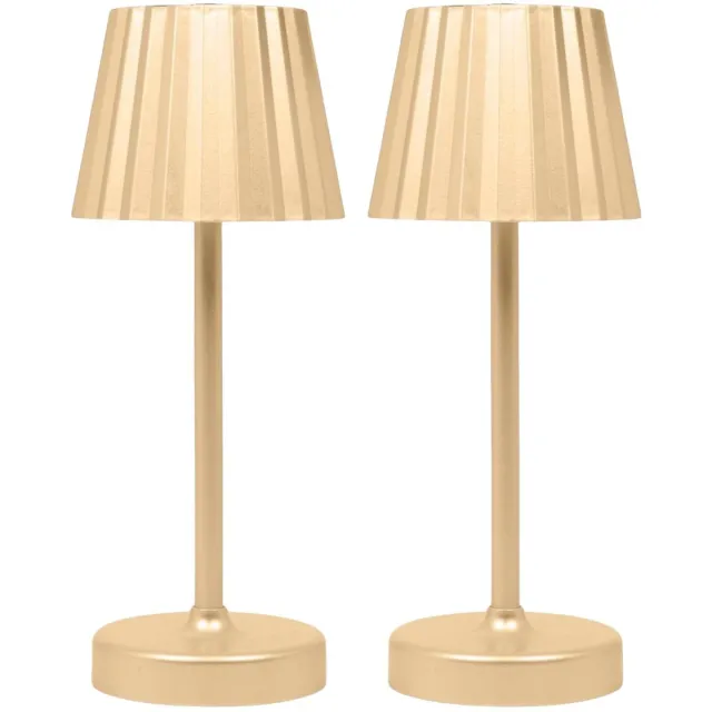 HOME DECO FACTORY Portable tafellamp LED - 2x - goud - touch - 26 cm - batterij - binnen / buiten Goudkleurig
