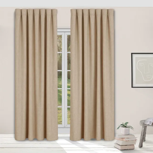 home style Gregor Kant-en-Klaar Gordijn Beige | 140x250 cm | Thermisch & Lichtdoorlatend | Met Haakjes | 100% Polyester 210 g/m² | Per Stuk