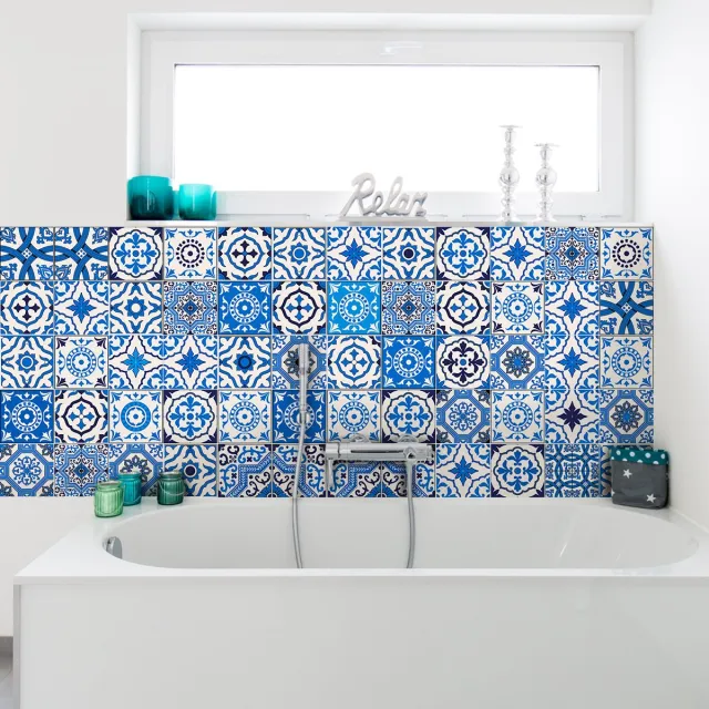 Ambiance Sticker Zelfklevende tegelmuurstickers voor keuken en badkamer - 60 Azulejos Tomás cementtegelstickers - 60 stickers 20x20cm Multi color