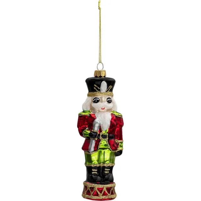 Clayre & Eef Kersthanger Notenkraker 17 cm Rood Groen Glas