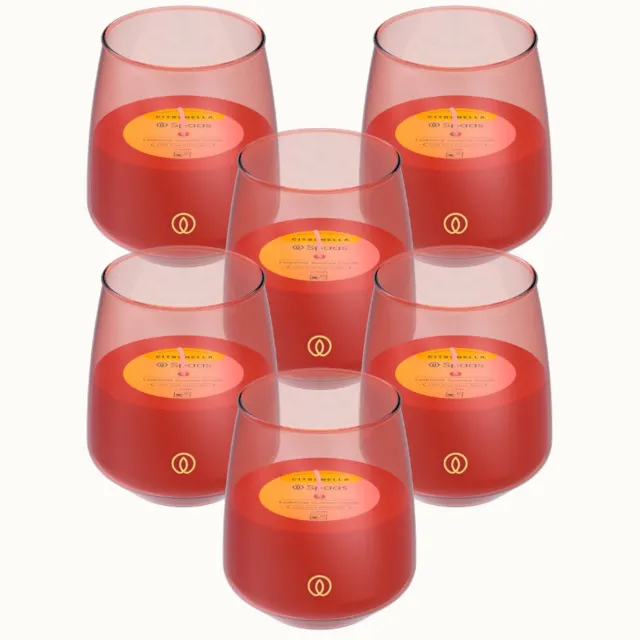 Spaas LushGlow Citronella Geurkaars – Levendig Rood – +70% plantaardige was – circa 38u – 6 geurkaarsen