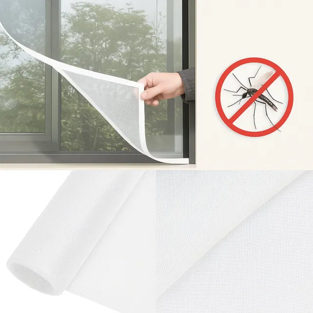 Narvie 1+1 Gratis Raamhor - Vliegengaas met Klittenband - 130x150 cm - Wit - Insectenhor - Muggengaas - Horgaas - Vliegenhor voor Ramen