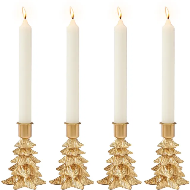 Unyqoos Elegant gouden kaarsenhouder set voor sfeervolle kerstdecoratie en tafelpresentatie