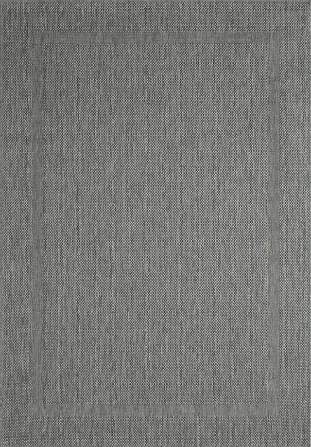 the carpet Mistra – robuust buitentapijt, weerbestendig & modern, voor balkon, terras of keuken, antraciet met subtiel kaderpatroon in geweven look, 80 x 200 cm