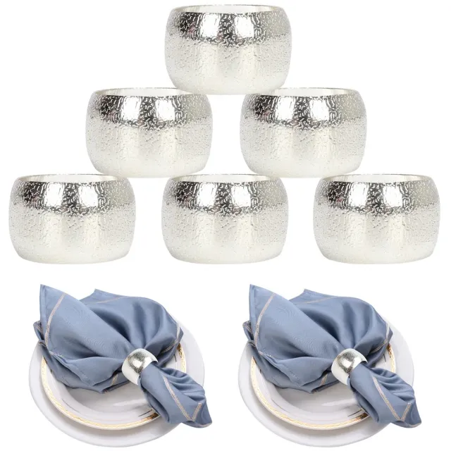 Ibenzoa Elegante Zilveren Servetringen Set van 6 voor Feestelijke Tafeldecoratie en Dinerpartijen