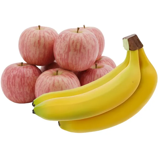 Bellatio Design Kunstfruit - fruitschaal decoratie set - bananen en appels - fruit Naturel