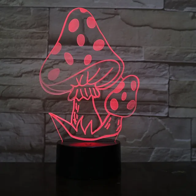 MC Living 3D Led Lamp Met Gravering - RGB 7 Kleuren - Paddenstoelen