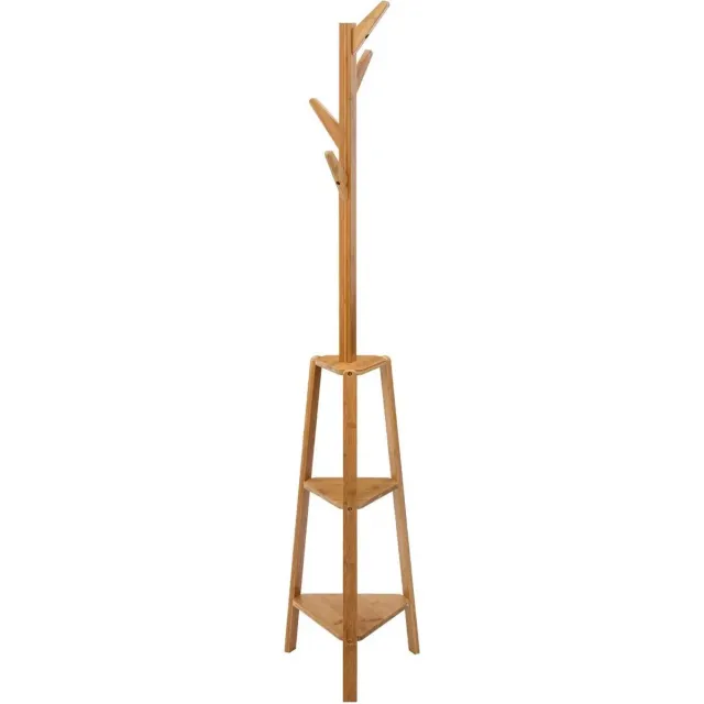 Konges Sløjd 5Five Staande kapstok bamboe D38xH177cm - 3 planken + 4 haken Hout