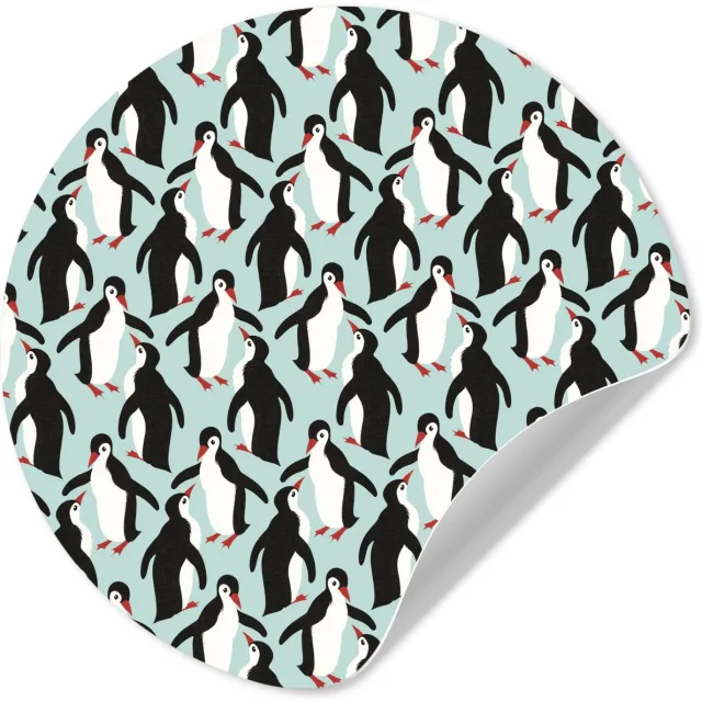 WallCircle Behangcirkel 80x80 cm - Muurstickers Illustratie van een patroon van pinguïns - Muurcirkel woonkamer - Wandcirkel slaapkamer - Kamer decoratie zelfklevend - Muurdecoratie accessoires multicolor