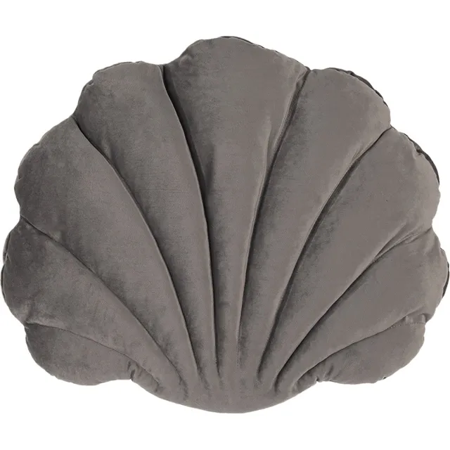 Clayre & Eef Sierkussen Schelp 38x48 cm Grijs Polyester